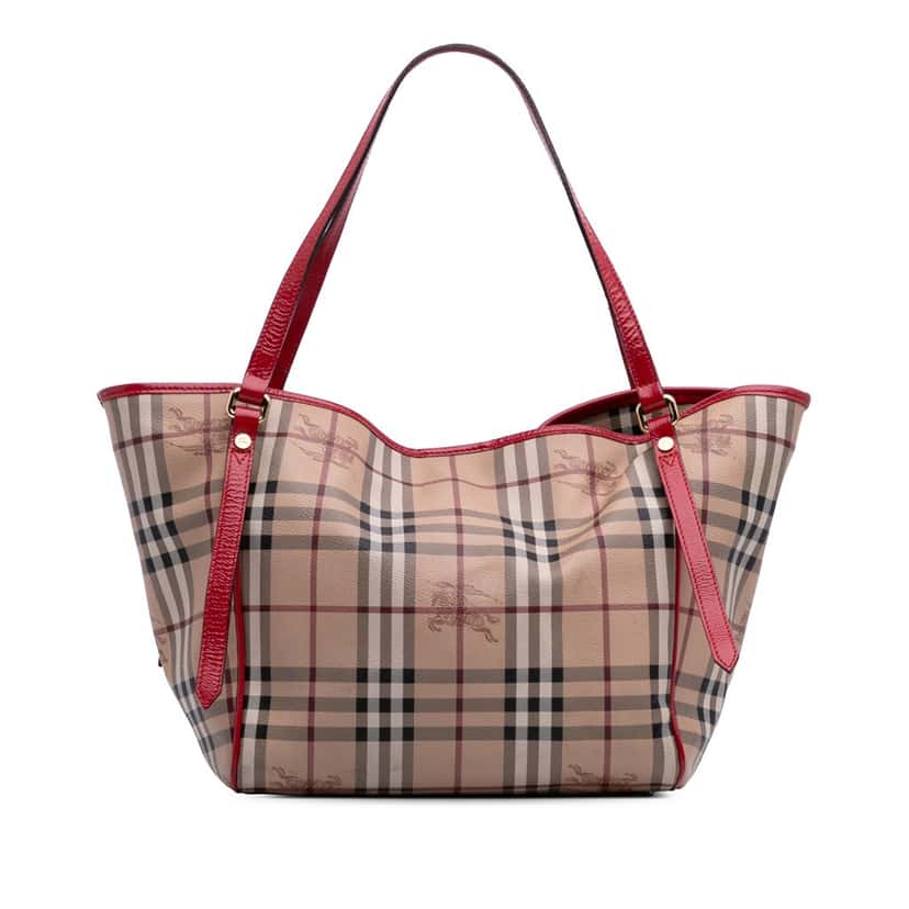 Burberry Small Haymarket Check Coated Canvas Canterbury Tote Brown Canvas Good condition - Front View