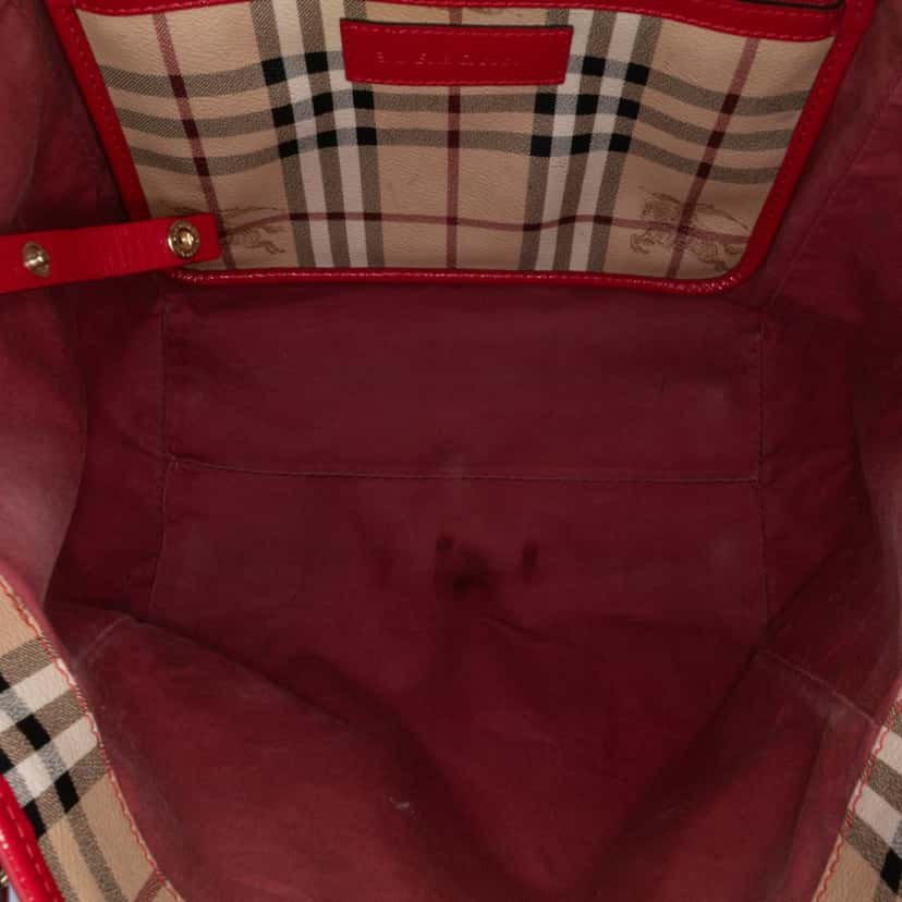 Burberry Small Haymarket Check Coated Canvas Canterbury Tote Brown Canvas Good condition - Model View