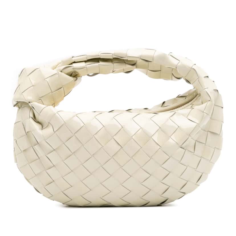 Bottega Veneta Mini Patent Intrecciato Jodie White Leather Good condition - Front View