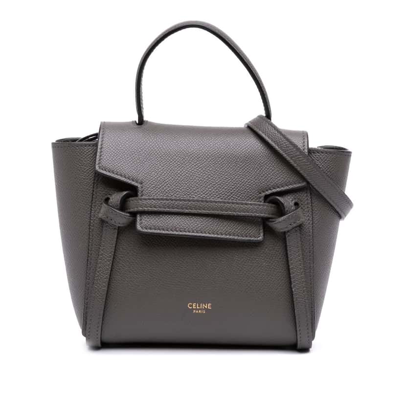 Celine Pico Grained Calfskin Belt Bag Grey Leather Good condition - Front View