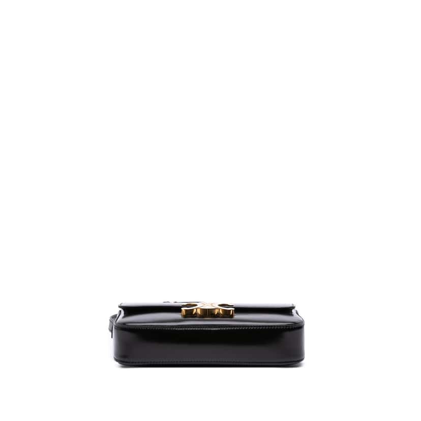 Celine Shiny Calfskin Claude Shoulder Bag Black Leather Good condition - Inside View