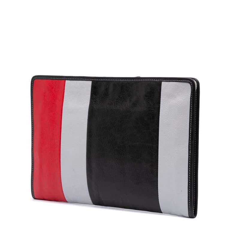 Balenciaga Lambskin Bazar Clutch Black Leather Good condition - Back View