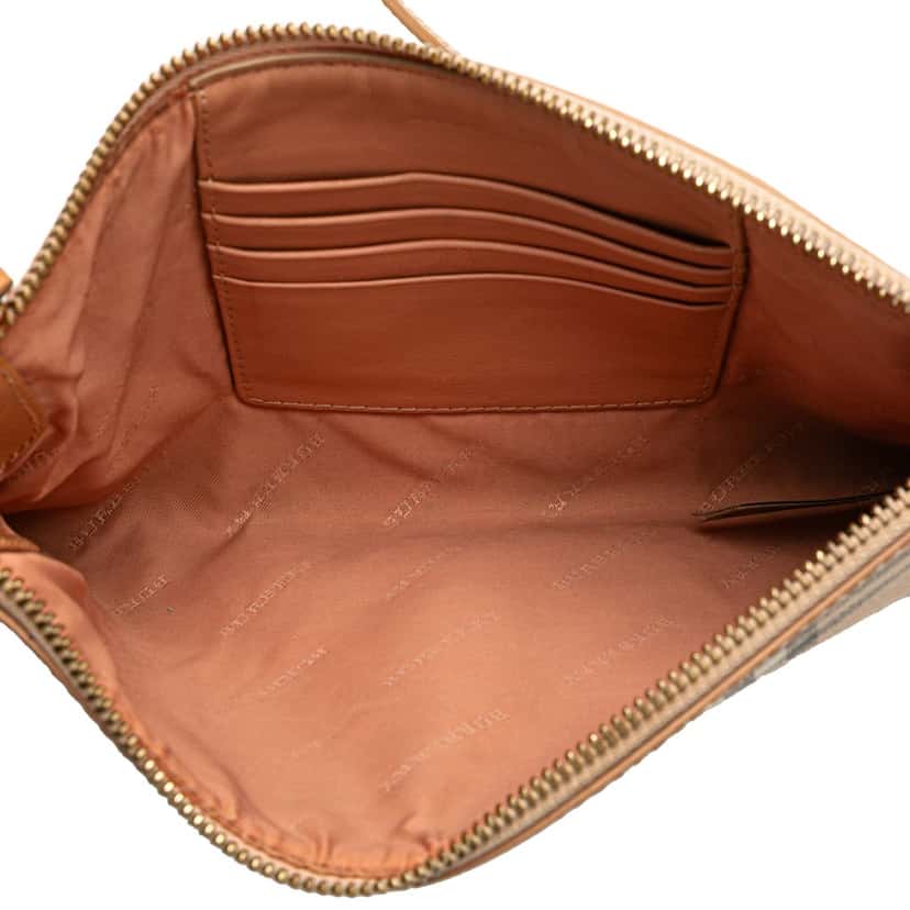 Burberry Haymarket Check Coated Canvas Peyton Crossbody Brown Canvas Good condition - Model View