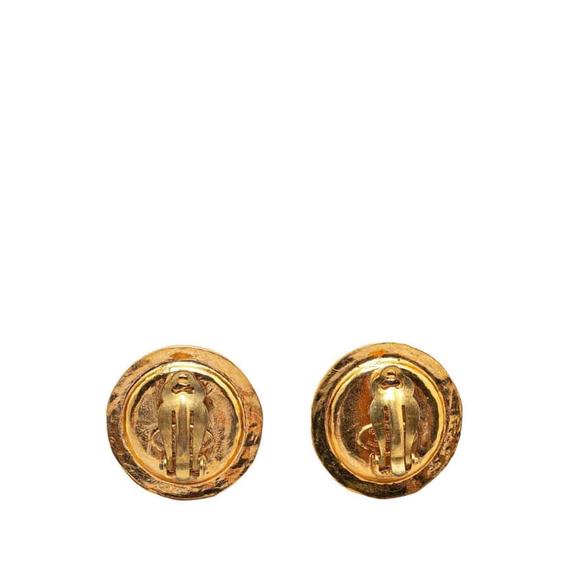 Chanel Gold Plated Poured Glass Clip on Earrings Gold Metal Good condition - Back View
