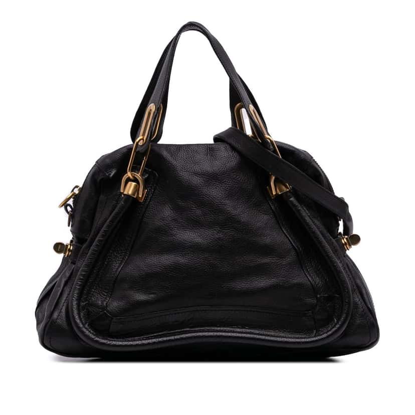 Chloé Medium Pebbled Leather Paraty Satchel Black Leather Fair condition - Front View