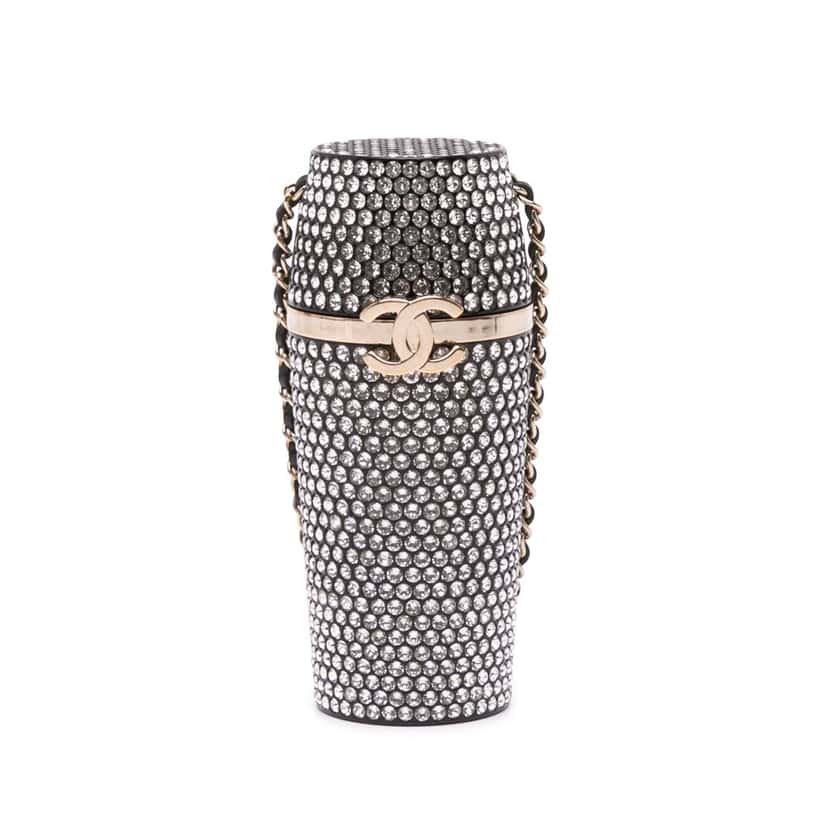 Chanel Crystal Lipstick Case on Chain Black Good condition - Front View