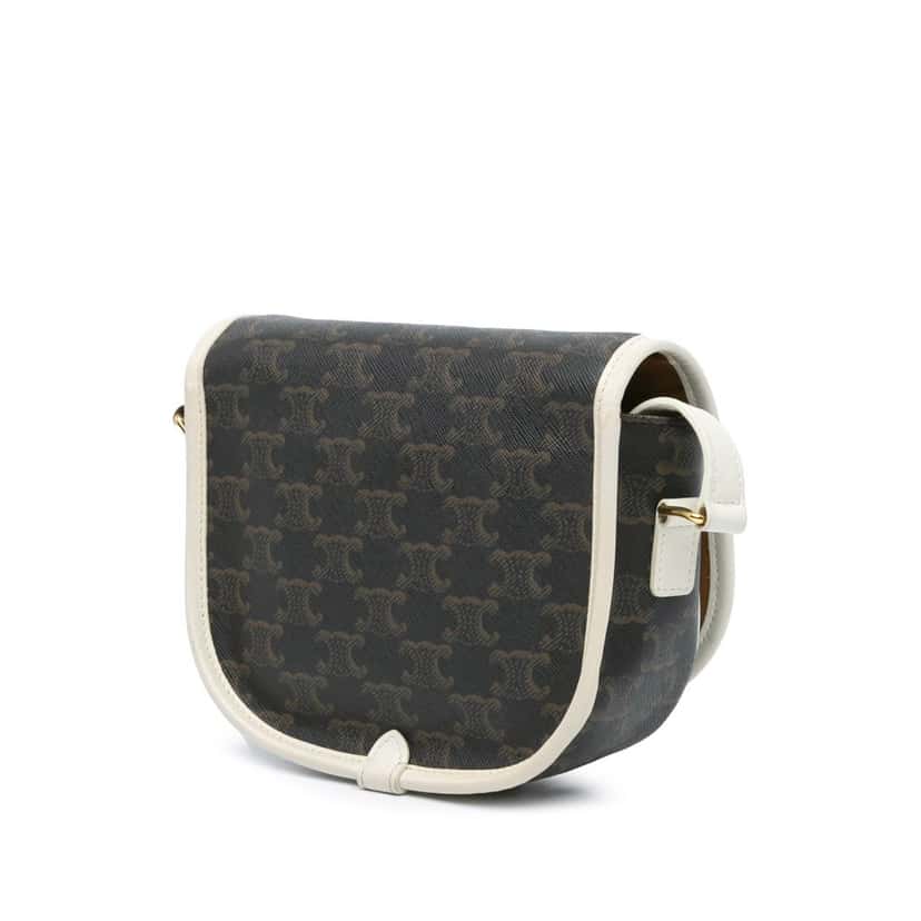 Celine Medium Triomphe Coated Canvas Folco Crossbody Brown Canvas Good condition - Back View