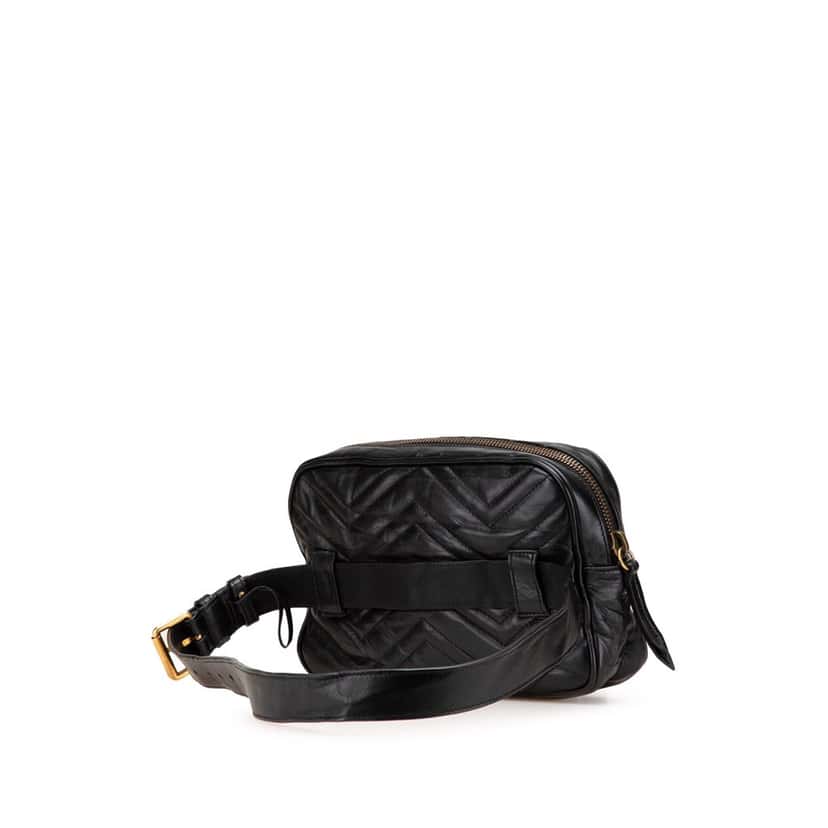Gucci GG Marmont Square Matelasse Leather Belt Bag Black Leather Good condition - Back View