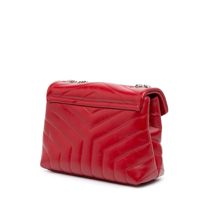 Saint Laurent Small Leather Monogram Loulou Crossbody Red Leather Good condition - Back View