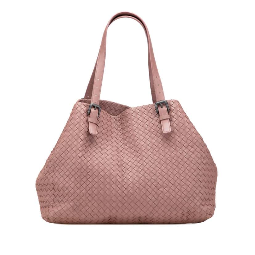 Bottega Veneta Large Nappa Intrecciato Cesta Tote Pink Leather Good condition - Front View