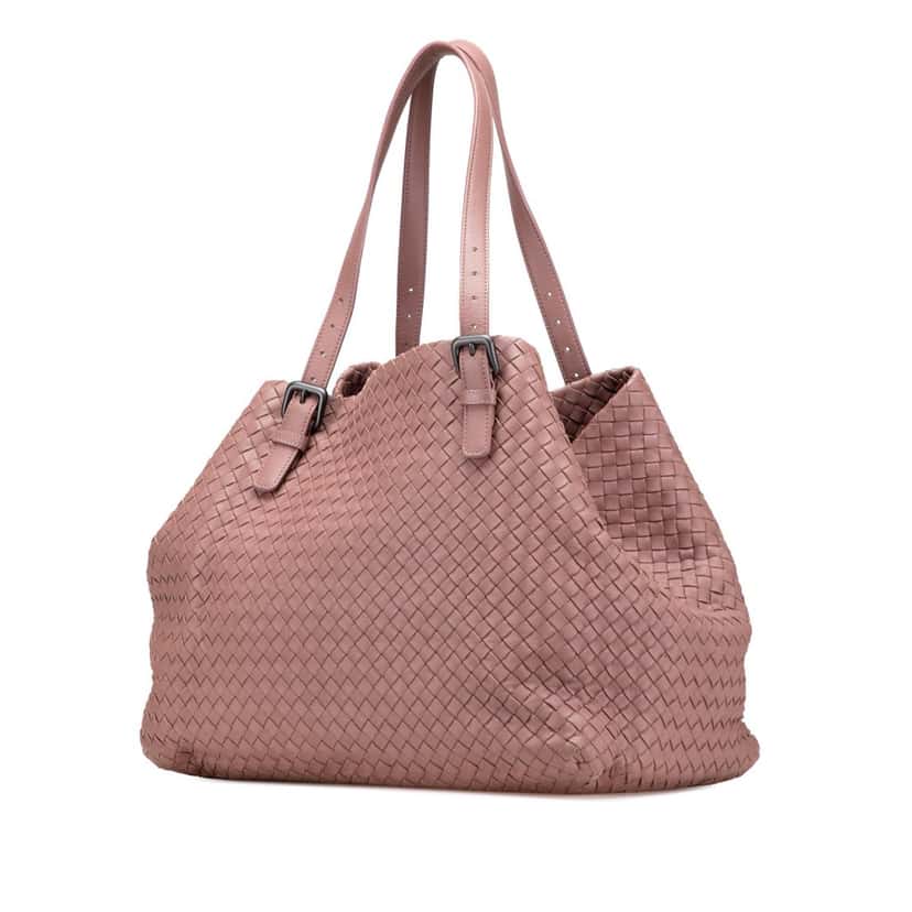 Bottega Veneta Large Nappa Intrecciato Cesta Tote Pink Leather Good condition - Back View