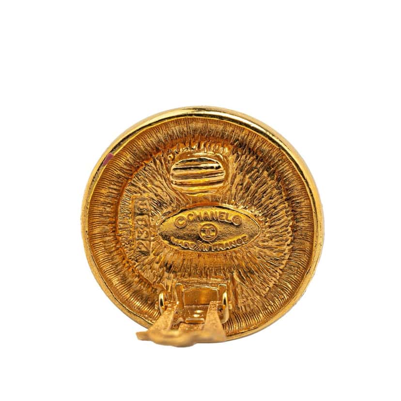Chanel Gold Plated CC Clip On Earrings Gold Metal Good condition - Inside View