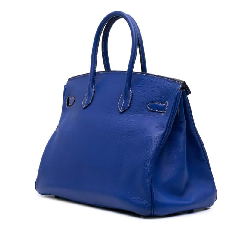 Hermès Epsom Candy Birkin Retourne 35 Blue Leather Good condition - Back View