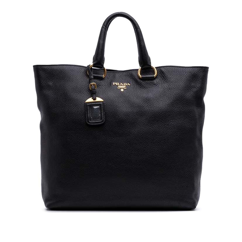 Prada Vitello Daino Open Convertible Tote Black Leather Good condition - Front View