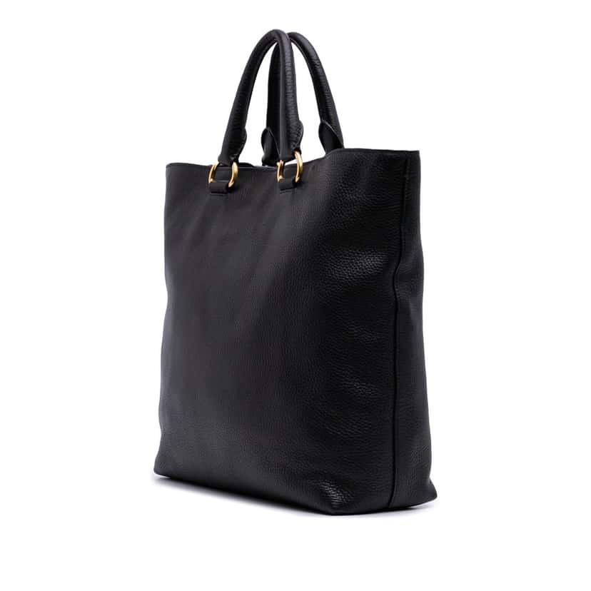 Prada Vitello Daino Open Convertible Tote Black Leather Good condition - Back View