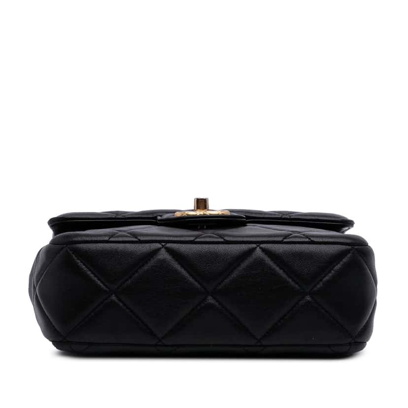 Chanel Mini Quilted Lambskin Bijoux Logo Chain Square Flap Black Leather Good condition - Inside View