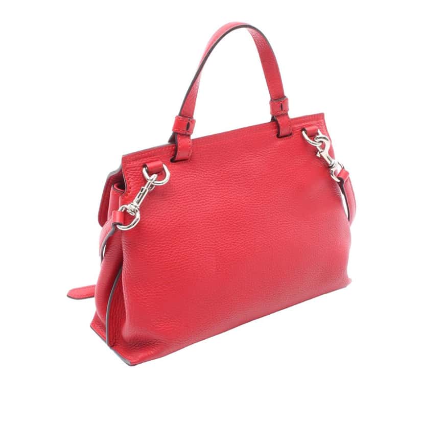Gucci Small Leather Bamboo Daily Satchel Red Leather Good condition - Back View