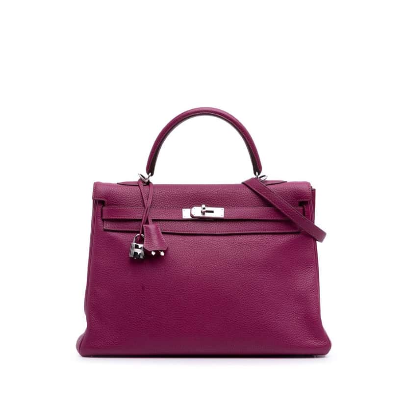 Hermès Togo Kelly II Retourne 35 Purple Leather Good condition - Front View