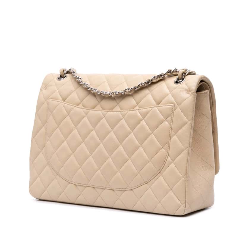 Chanel Maxi Classic Caviar Double Flap Brown Leather Good condition - Back View