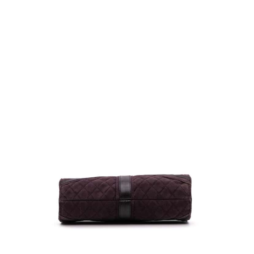 Chanel Quilted Suede Union Jack Clutch with Chain Purple Leather Good condition - Inside View