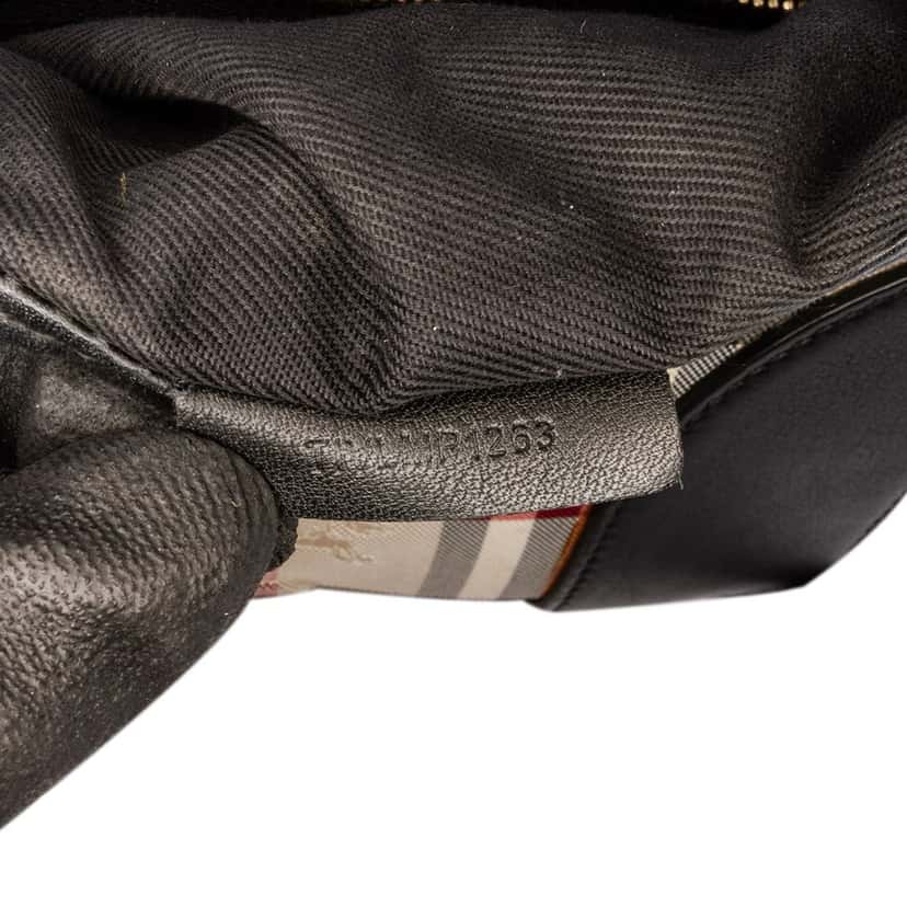 Burberry Small Haymarket Check Trimmed Leather Dickens Crossbody Black Leather Good condition - Box View