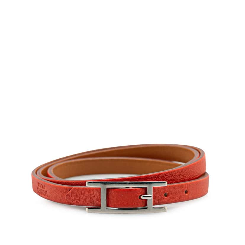 Hermès Epsom Behapi Double Tour Bracelet M Orange Leather Good condition - Front View