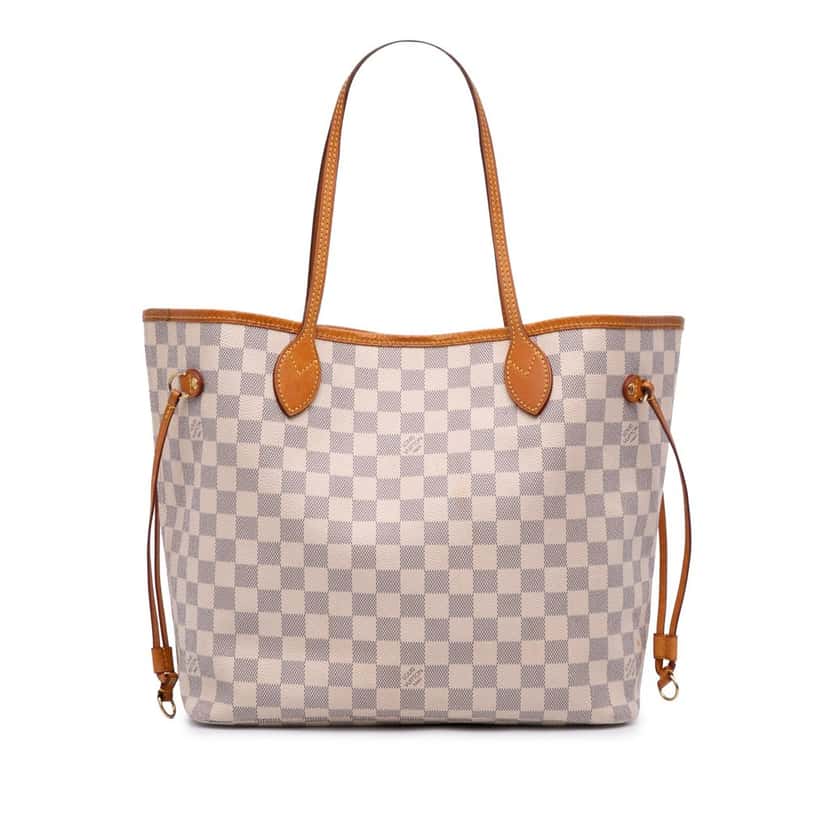 Louis Vuitton Damier Azur Neverfull MM White Canvas Good condition - Front View