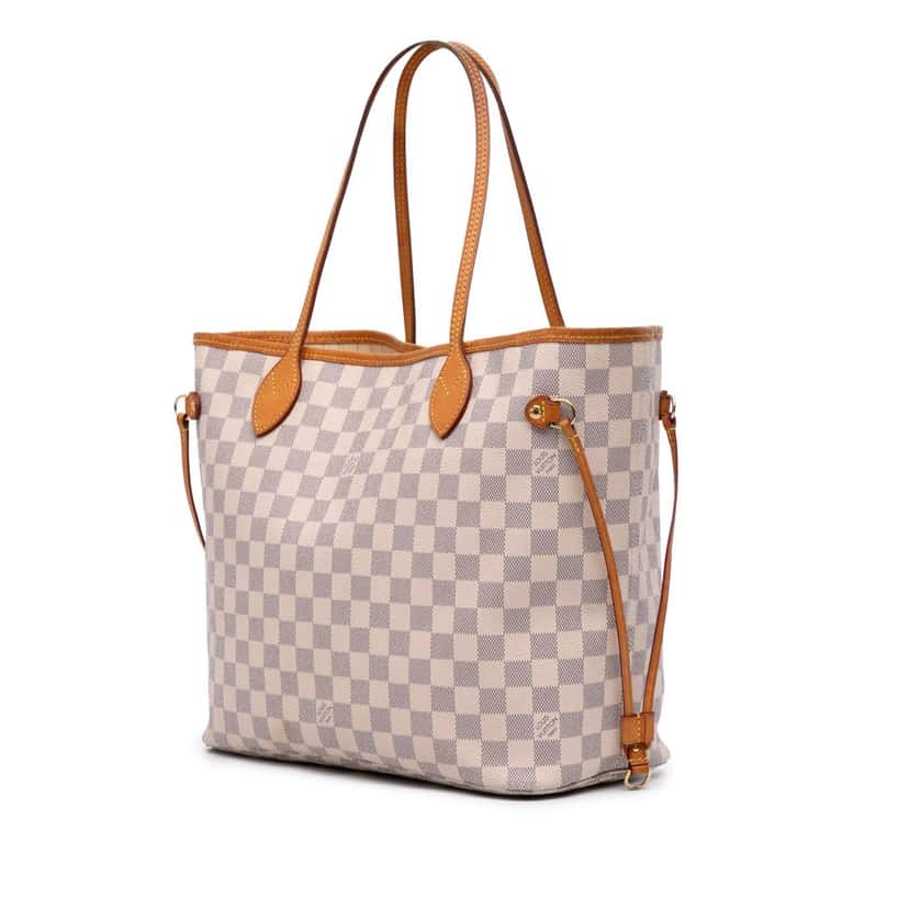 Louis Vuitton Damier Azur Neverfull MM White Canvas Good condition - Back View