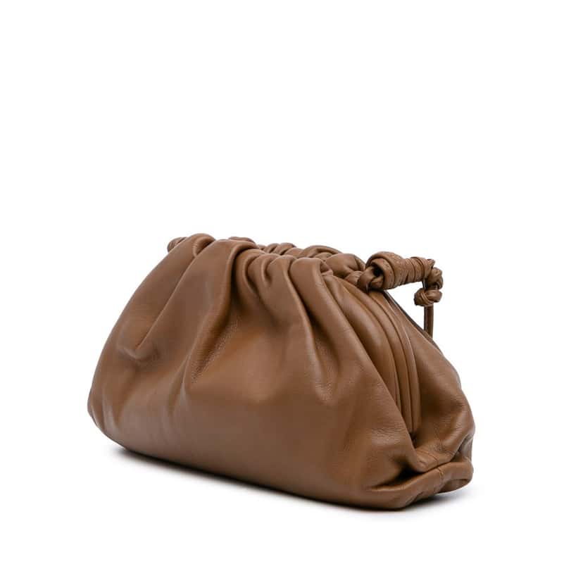 Bottega Veneta Lambskin The Mini Pouch Crossbody Brown Leather Good condition - Back View