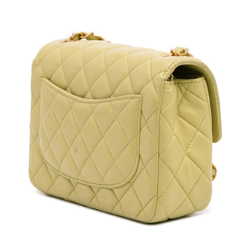 Chanel Mini Square Lambskin Casino Royale Charms Single Flap Green Leather Good condition - Back View