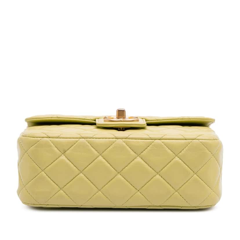 Chanel Mini Square Lambskin Casino Royale Charms Single Flap Green Leather Good condition - Inside View
