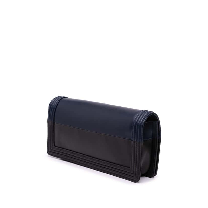 Chanel Bicolor Lambskin Boy Clutch Black Leather Good condition - Back View