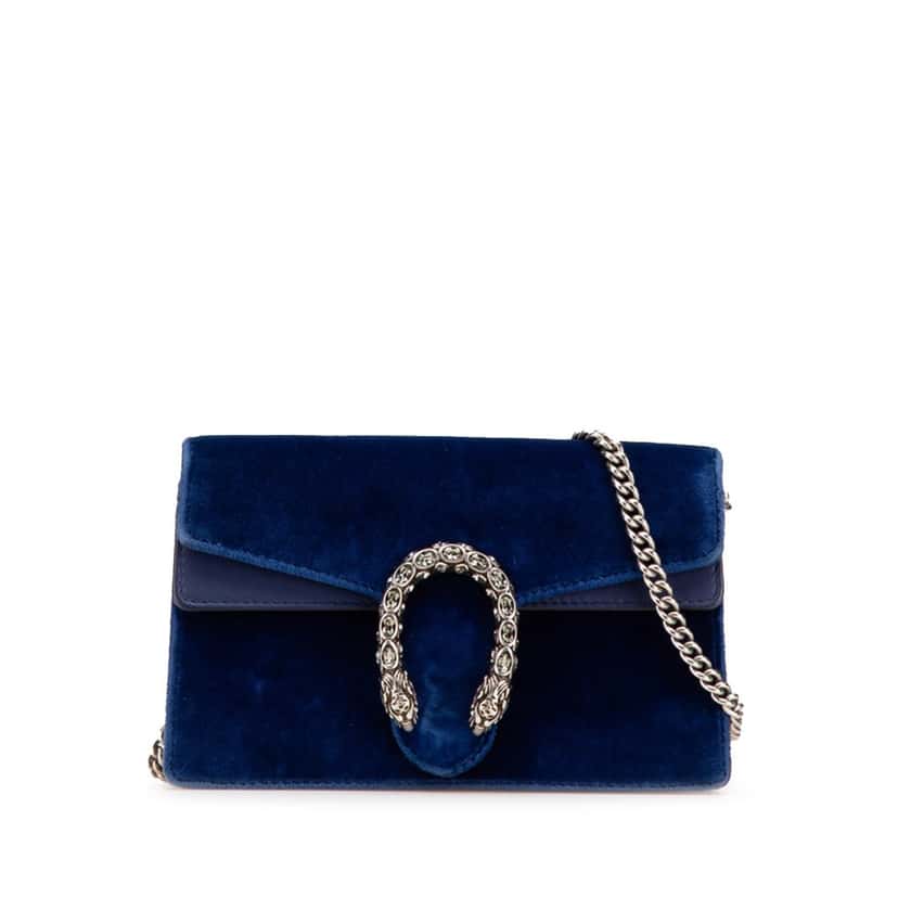 Gucci Super Mini Velvet Dionysus Crossbody Blue Velvet Good condition - Front View