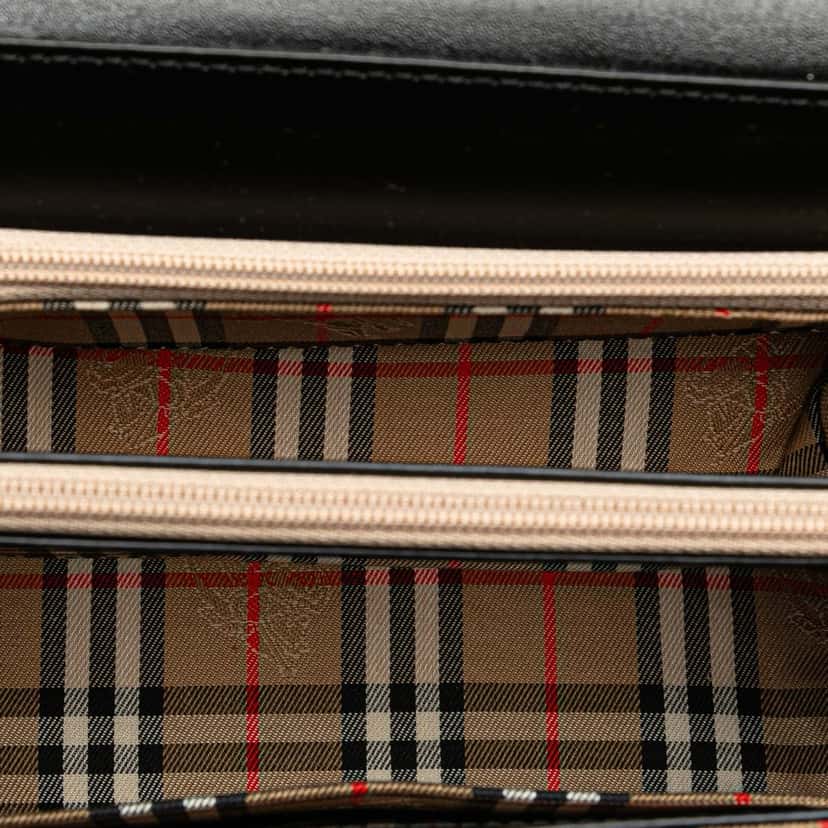 Burberry Leather and House Check Canvas Trimmed Handbag Black Leather Good condition - Model View