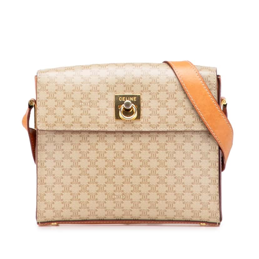 Celine Macadam Coated Canvas Crossbody Brown Canvas Good condition - Front View