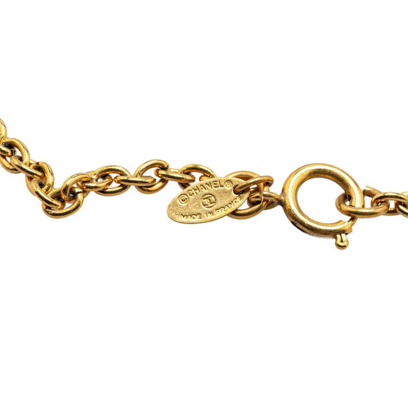 Chanel Gold Plated Quilted CC Pendant Necklace Gold Metal Good condition - Inside View