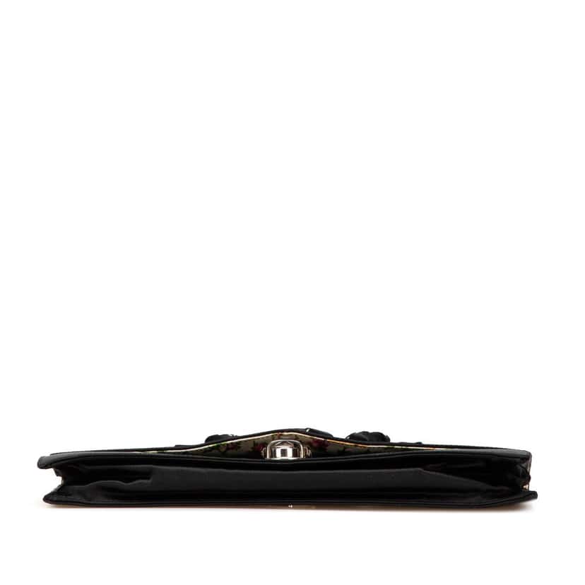 Prada Satin Applique Clutch Black Satin Good condition - Inside View