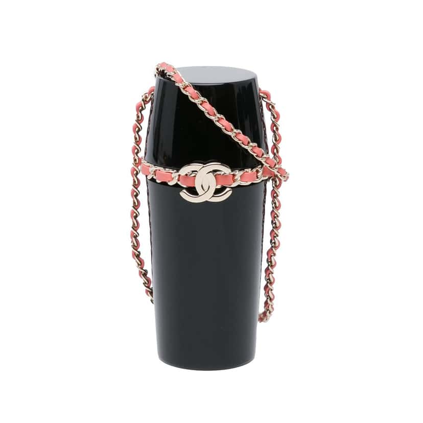 Chanel Lucite Lipstick Case On Chain Black Good condition - Front View
