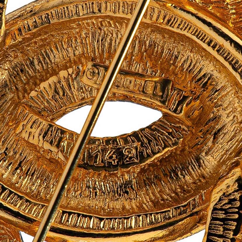 Chanel Gold Plated CC Quilted Brooch Gold Metal Good condition - Inside View