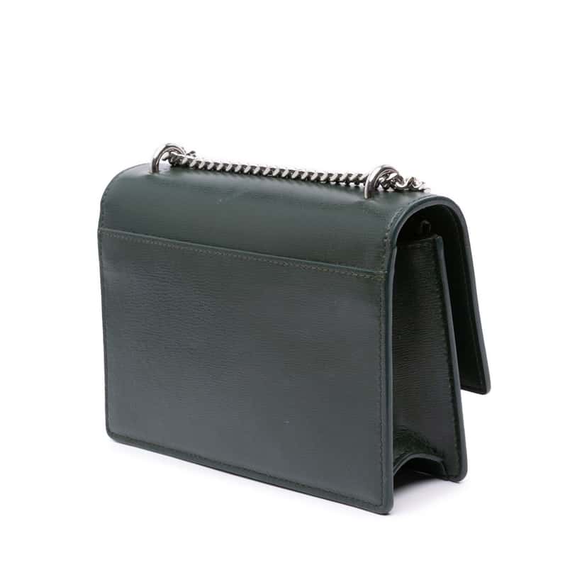 Saint Laurent Leather Monogram Sunset Chain Wallet Green Leather Good condition - Back View