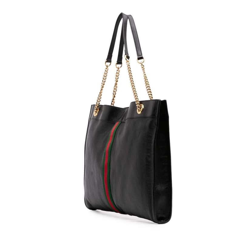 Gucci Large Web Leather Rajah Tote Black Leather Good condition - Back View