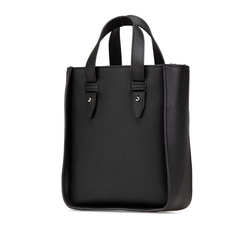 Dior Mini Grained Calfskin Saddle Tote Black Leather Good condition - Back View