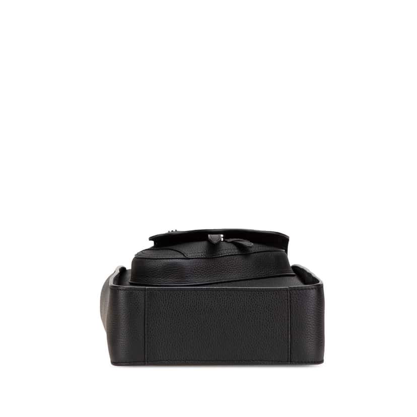 Dior Mini Grained Calfskin Saddle Tote Black Leather Good condition - Inside View