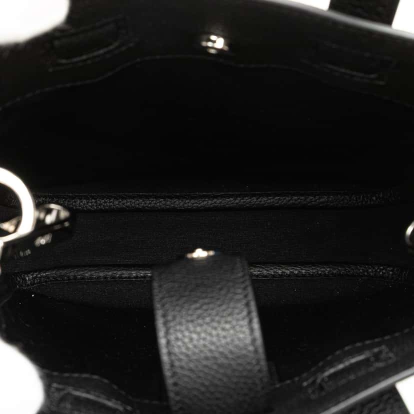 Dior Mini Grained Calfskin Saddle Tote Black Leather Good condition - Model View