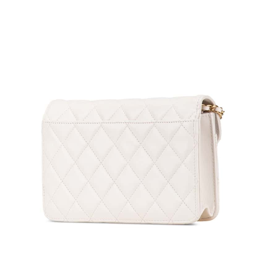 Chanel Calfskin Enchained Flap Wallet on Chain White Leather Good condition - Back View