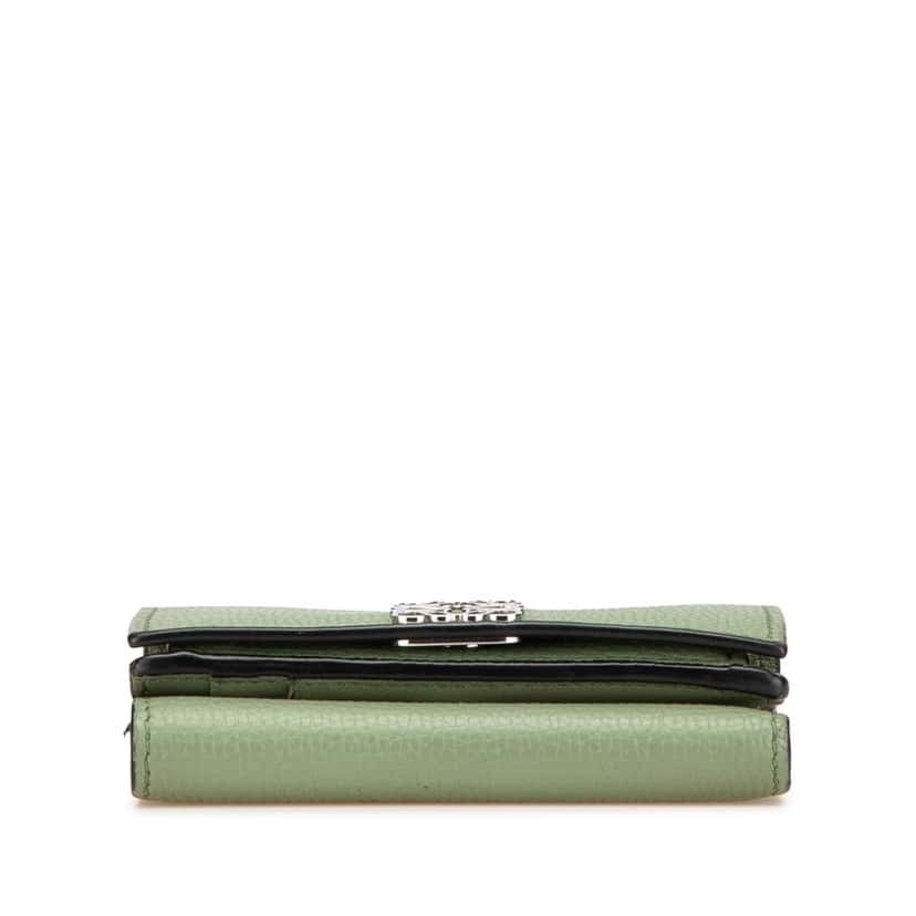 Loewe Grained Calfskin Anagram Compact Flap Wallet Green Leather Good condition - Inside View