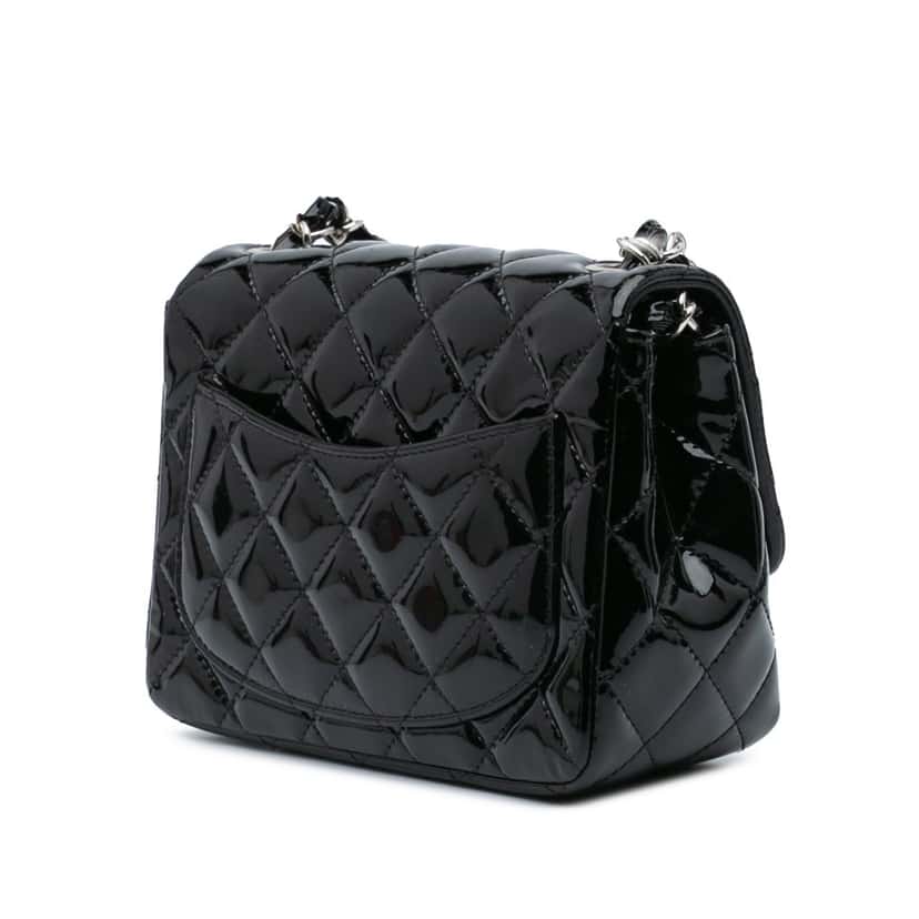 Chanel Mini Square Classic Patent Single Flap Black Leather Good condition - Back View
