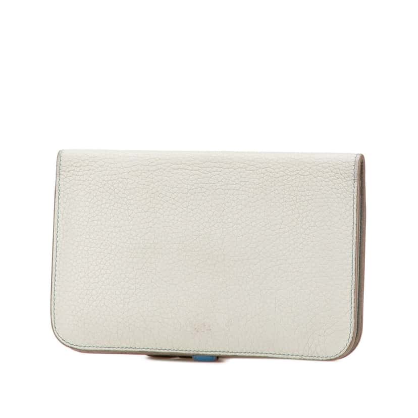 Hermès Bicolor Togo Dogon Duo Wallet GM Grey Leather Good condition - Back View
