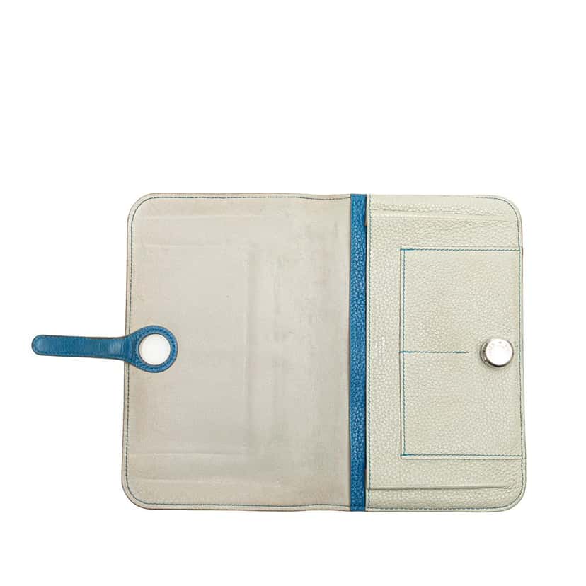 Hermès Bicolor Togo Dogon Duo Wallet GM Grey Leather Good condition - Model View