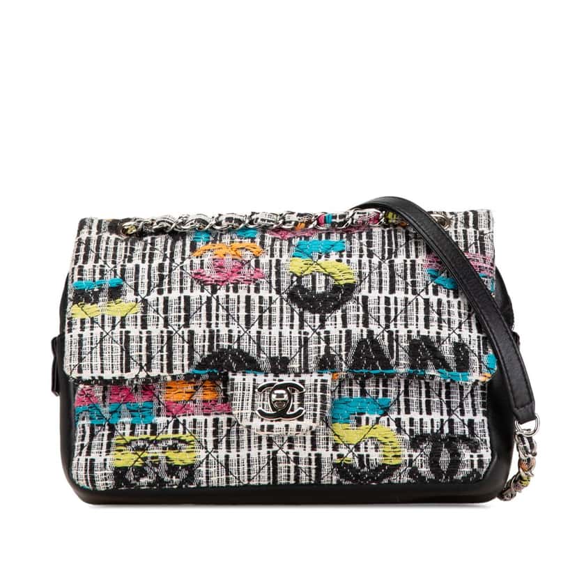 Chanel Tweed Easy Fantasy Flap Grey Tweed Good condition - Front View